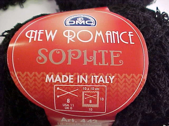 DMC New Romance Sophie Yarn Italy Art 442 Black 02 Lot of 9 Skeins 713150 New - Image 4 of 4