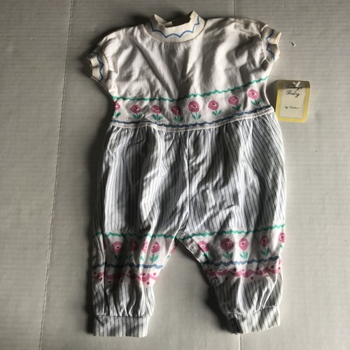 Todays Baby By Carters Vtg Floral One Piece Girls Outfit *read* 6M A3626