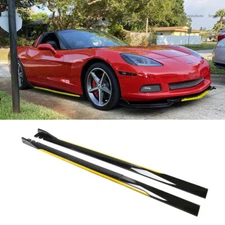 For Chevrolet Corvette 86" Side Skirt Extension Rocker Panel Black Yellow