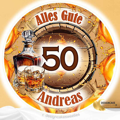 Tortenaufleger Geburtstag Mann Whisky Glas, Flasche, Fass Tortenbild Tortenfoto