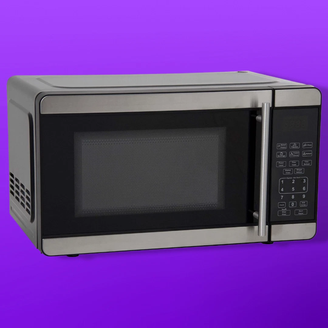 07 Cu Ft 700W Microwave 6 Pre Settings Speed Defrost Glass Turntable Metallic
