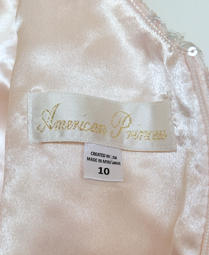 American Princess Mädchen Partykleid rosa Tüll Pailletten Perlen Größe 10 Blumenmädchen - Bild 5 von 16
