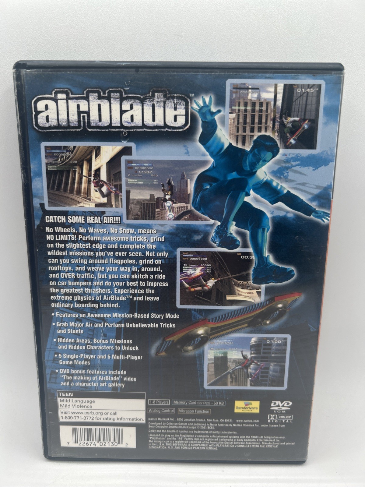 AirBlade (Sony PlayStation 2, 2002) w/Manual Tested and Working 