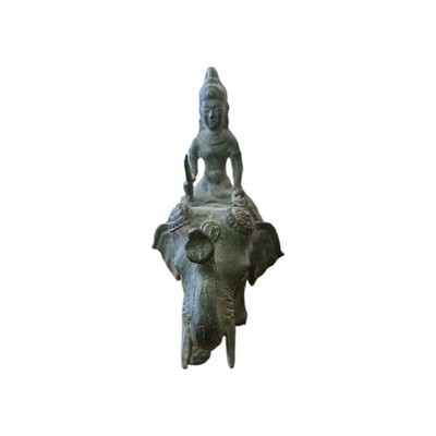 Vintage 1950s Asian Warrior Riding on Elephant Bronze Brass Sculpture Statue 7 