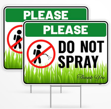 2PC Do Not Spray Sign with Metal Stakes, 12"X9" - Corrugated Plastic - Outdoor N