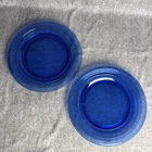 Vintage Cobalt Blue Moderntone Depression Glass 10 5/8" Dinner Plate Set Of 2