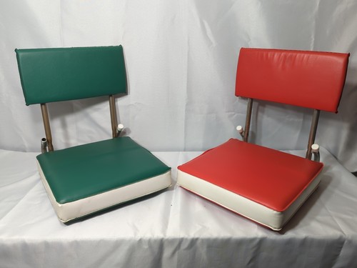 2 Vtg Stadium Cushion Chairs Folding Back Rest & 1 Bleacher Lock - Red & Green - Picture 14 of 14