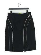 Escada Damen Midirock UK 12 schwarz 100 % Wolle Midi gerade & Bleistift