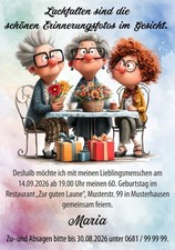Süße Einladungskarten Geburtstag 50,60,70,8...