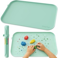 Silicone Craft Mat 24" x 16" with Raised Edge - Roll-Up Design - Light Green