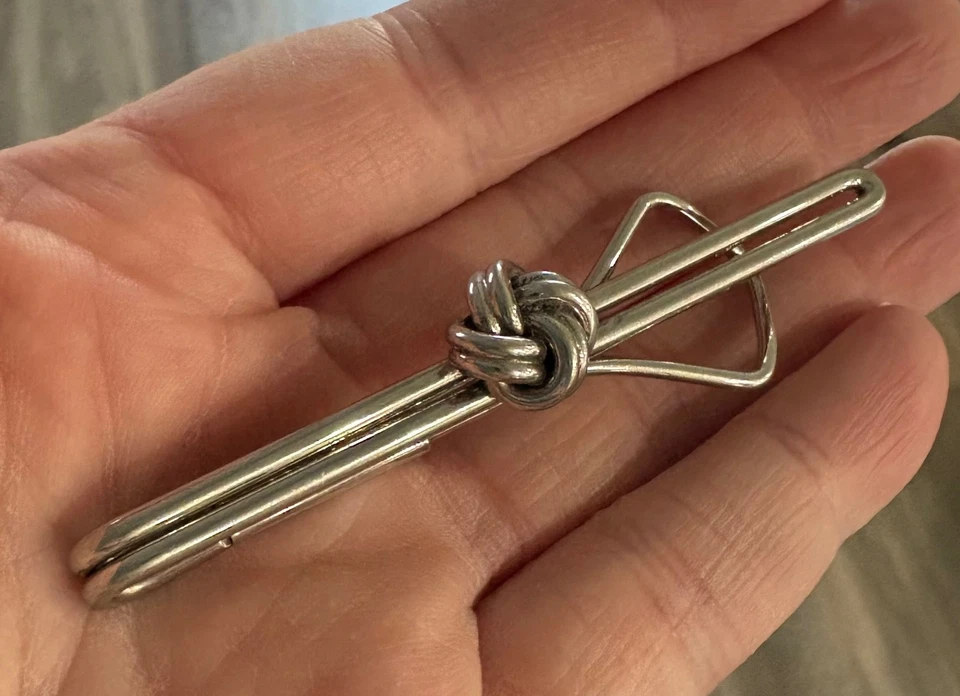 Vintage Swank Sterling Silver 925 Tie Clip Bar  or Money Clip 3" Knot Style - Image 3 of 4