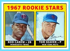 Rod Carew Tom Seaver Custom Made Art Card Twins Mets 1967 Style