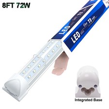 72W 8FT LED Tube Light Bulbs Integrate 8' 4 Row V Shaped LED Shop Light Fixture
