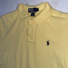 Polo Ralph Lauren Men's L Yellow Short Sleeve Polo Shirt Button Logo Cotton