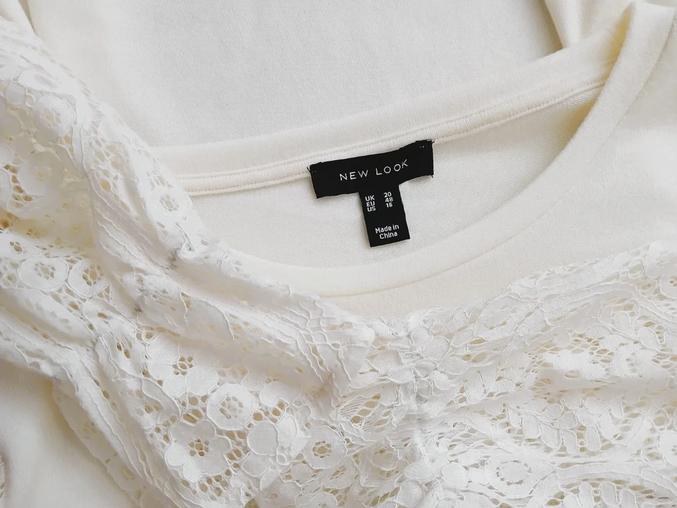 New Look Cream Lace Sleeve Stretch Top Size 20 Party Occasion Holidays NEW - Image 3 of 4