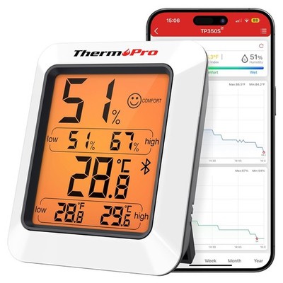 ThermoPro TP350 Thermometer Hygrometer Bluetooth Innenraum APP Export 80m