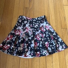 Abercrombie  Fitch Medium Pink Black Floral Skirt Twirly Skater, Xs