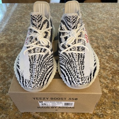Adidas Yeezy Boost 350 V2 Zebra CP9654 White Black Red Size 10.5 Mens NEW
