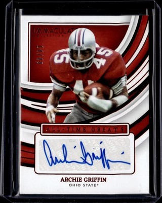 ARCHIE GRIFFIN #/49 2022 IMMACULATE COLLECTION ALL TIME GREATS AUTO RUBY OSU