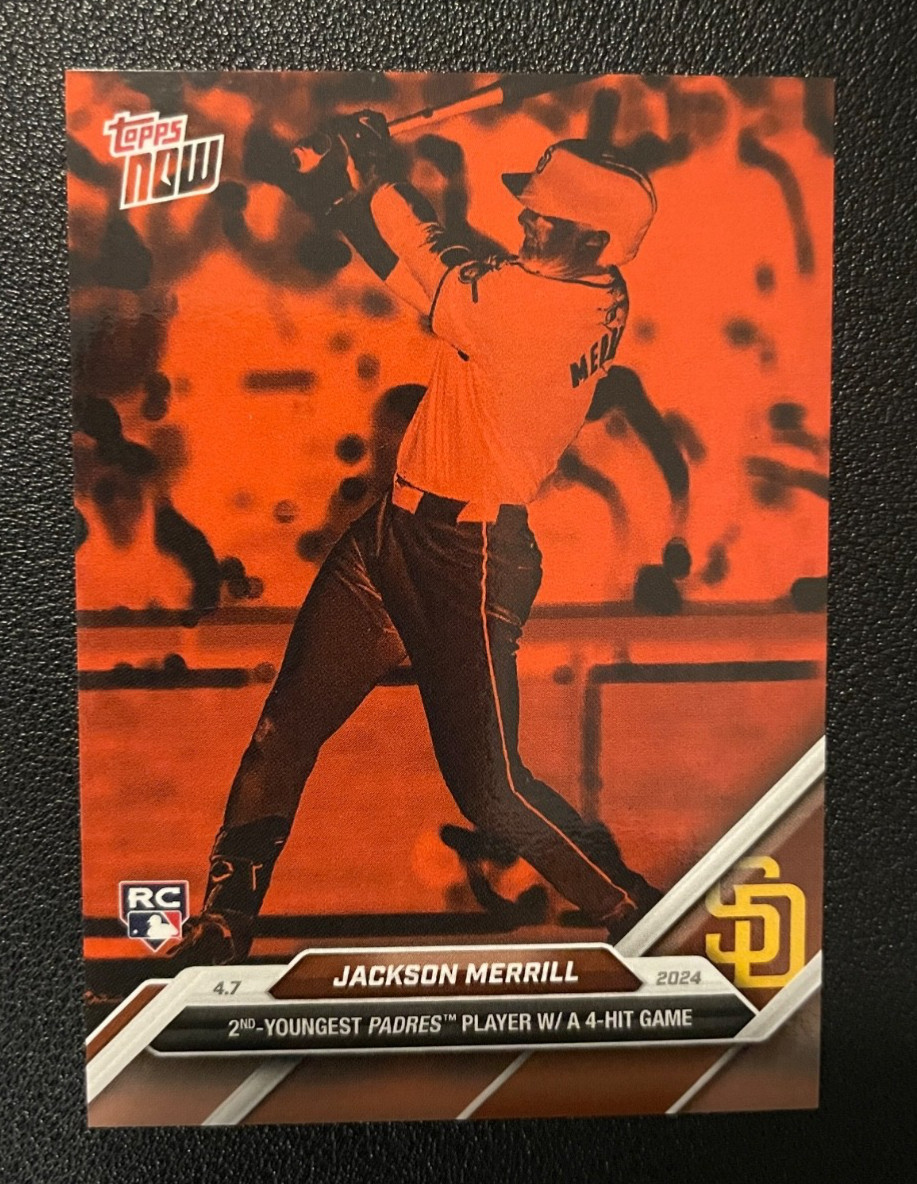 2024 Topps Now Jackson Merrill RC #45  Eclipse 4 Hit Game  Print Run 467 Padres