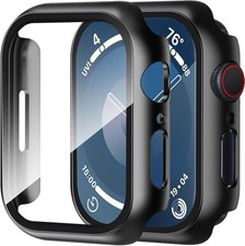 2PCS Case  Tempered Glass Screen Protector for Apple Watch SE 3/SE 2/Series 6/5