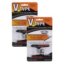 Kool Stop V-Type Brake Pads Dual Compound, Threaded Alloy Holder for Linear Rim