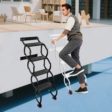 4-Stufen Wandmontierte Klappleiter Stufenleitern Ausziehbare Klapptreppe 200kg