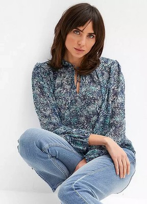 Freemans Blue Printed Chiffon Blouse    Plus Size  UK 18      (FJ126-8)