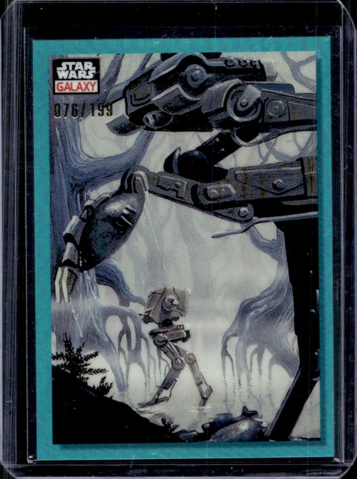 2023 Topps Chrome Star Wars Galaxy Marching AT-STs Aqua Refractor #76/199