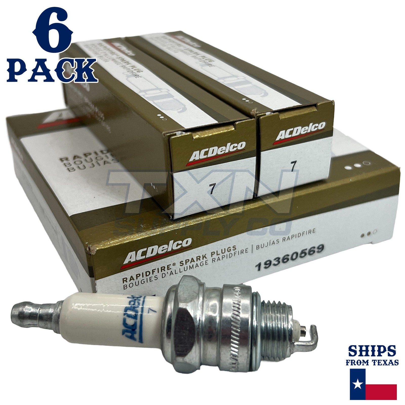 6 Pack GM ACDelco #7 RAPIDFIRE Platinum Spark Plugs 19360569