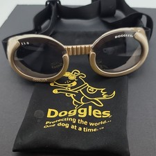 Doggles ILS Dog Sunglasses Goggles Gold Frame Black Strap