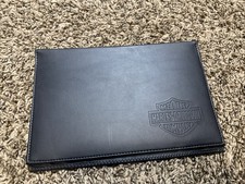 Harley Davidson Leather Document Holder Portfolio Folder Black Embossed