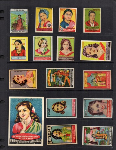 Matchbox Labels early Made in INDIA all different INDIAN GIRLS & WOMEN #638