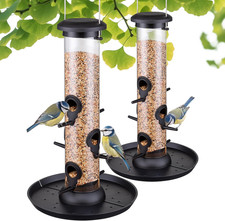Bird Feeders for Outdoors Seed Catcher,6 Port Wild Bird Feeders with Tray,Bird F