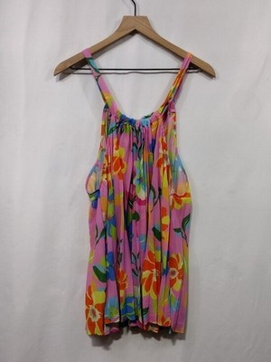 Flying Tomato Floral Party Top Women's L Pink Coastal Boho Retro Barbiecore