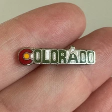 Vintage Tiny Colorado State Flag “C” Enamel Lapel Pin – Souvenir Hat Badge