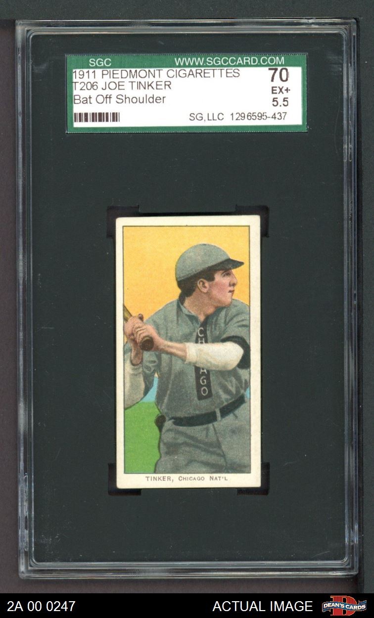 1909 T206 Joe Tinker Bat Off Shoulder Cubs HOF VARIATION SGC 5.5 - EX+