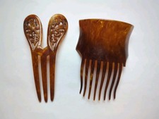2 Vintage Celluloid Spanish Mantilla Hair Combs