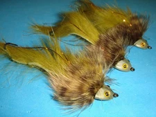 FLY FISHING FLIES - Olive ARTICULATED STRING SCULPIN size #4 (3 pcs.)