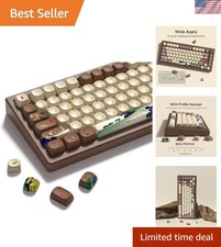 Elegant Brown Beige 130-Key PBT Keycaps Set with Japanese Side Print, Doubleshot