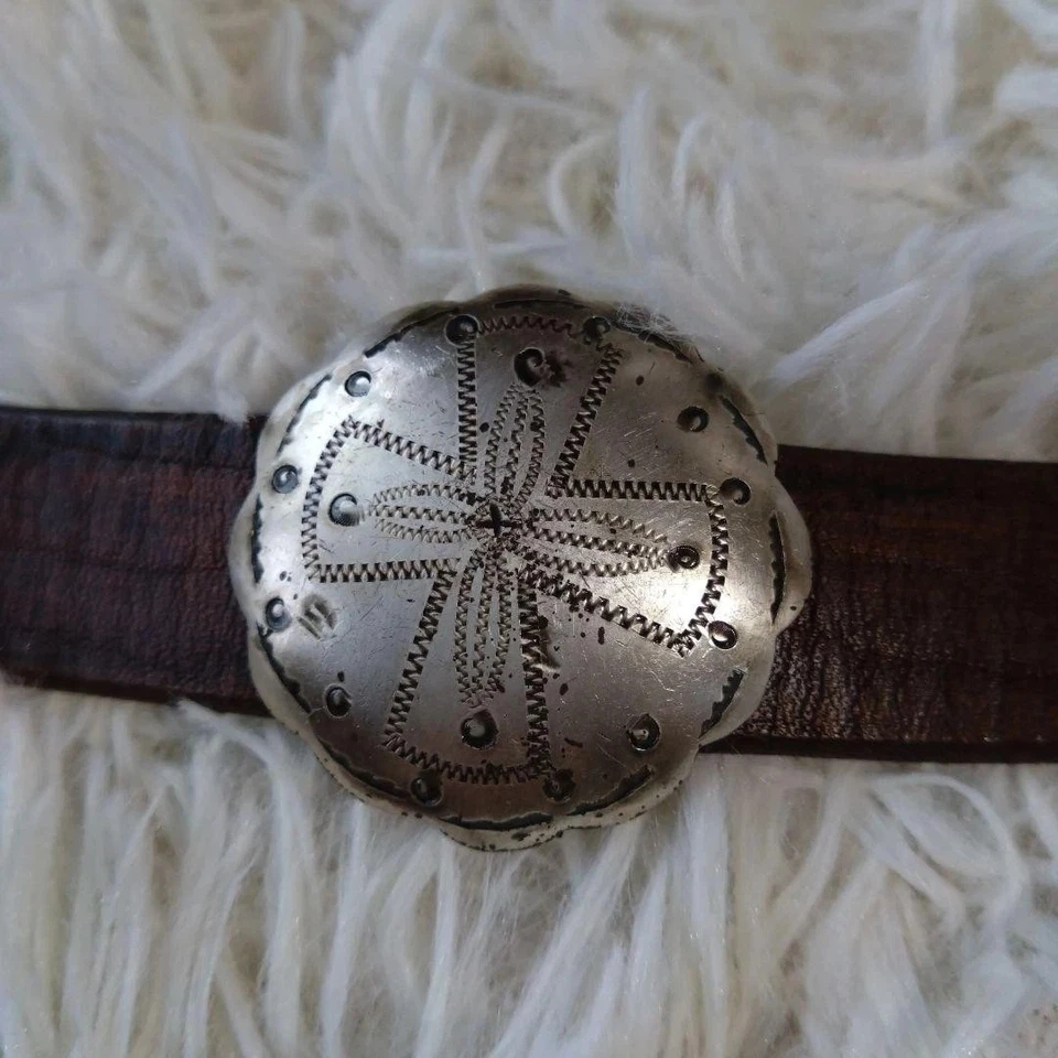 Cinturón Ralph Lauren Vintage Concho Cuero Estilo Navajo Marrón M Usado Bueno Foto 4 de 4