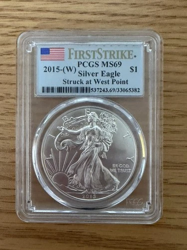 2015 (W) SILVER EAGLE PCGS MS69 FIRST STRIKE STRUCK AT WEST POINT