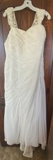 David’s Bridal Crinkle Chiffon Wedding Dress  Size 20W Ivory / 9V3540 - E1