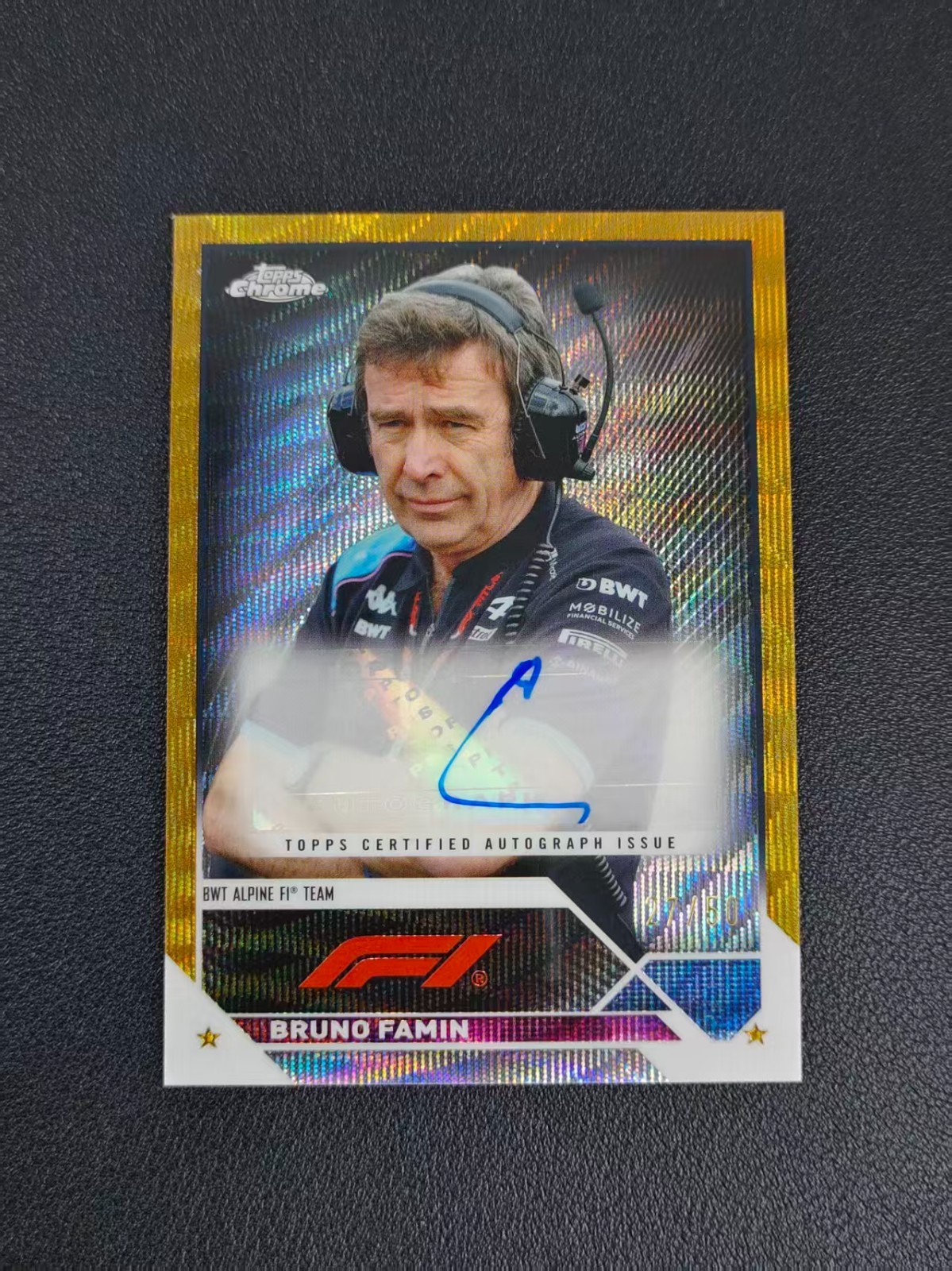 2023 Topps Chrome Formula 1 F1 Bruno Famin Auto Gold Wave /50#CAC-BF SGG