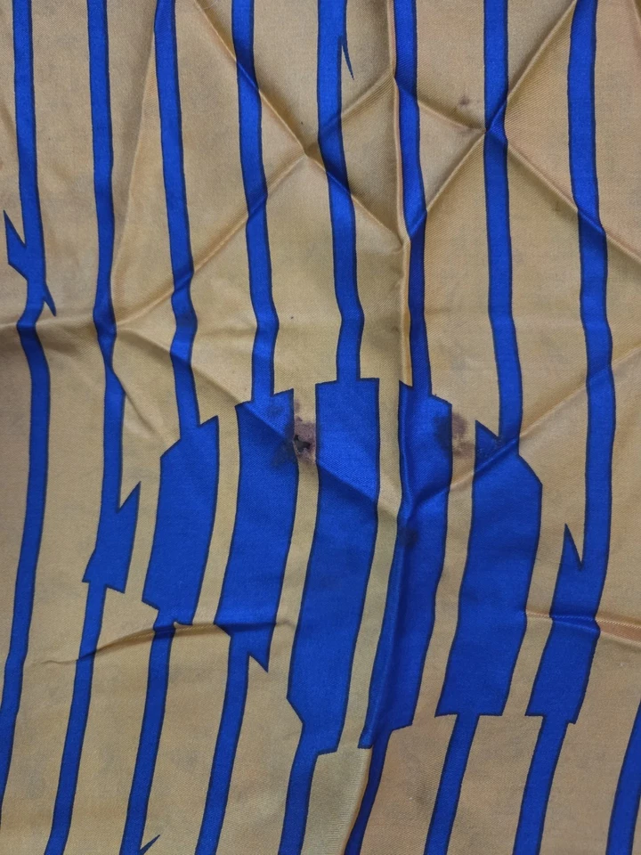 Schiaparelli винтажный синий и желтый шелковый шарф - Изображение 2 из 4