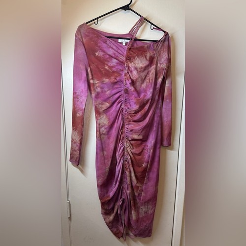 & Other Stories Stockholm Atelier Pink Orange Cream Ruched Mesh Dress Size M