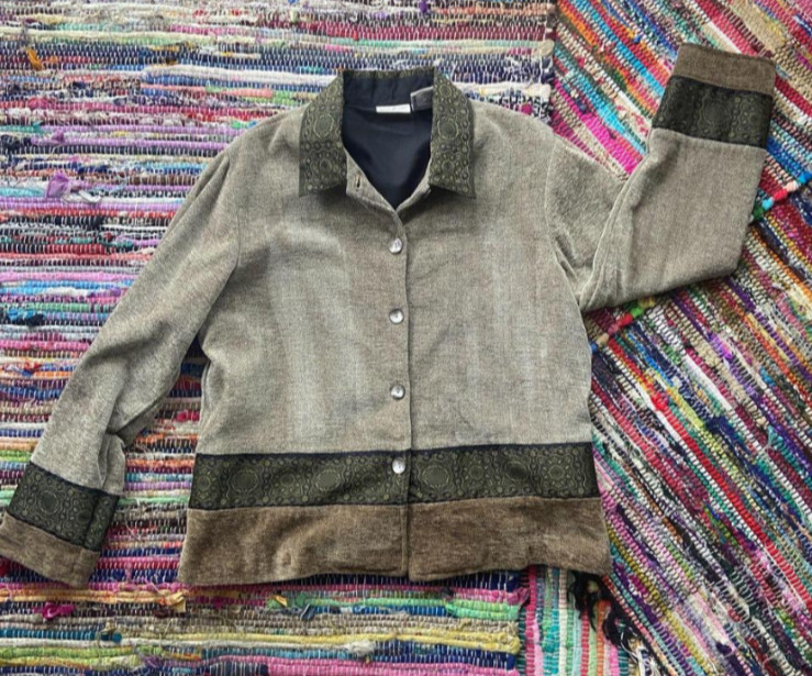 VTG White Stag Button Up Patchwork Jacket Brocade… - image 1