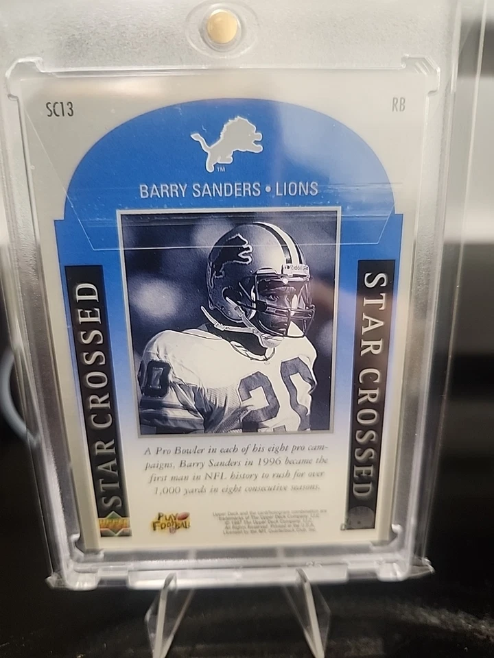 Barry Sanders 1997 Upper Deck Star Crossed #SC13 INSERÇÃO RARA! - Imagem 4 de 4