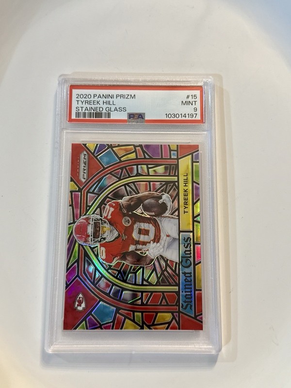 Panini 2020 Panini Prizm Tyreek Hill Kansas City Chiefs Stained Glass #15 PSA 9