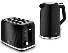 Swan Wave Collection Black Kettle & 2 Slice Toaster